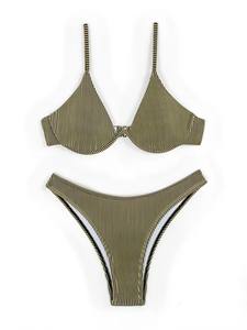 Traje de Baño de Dos Piezas con Tirantes Finos y <span class=keywords><strong>Push</strong></span>-<span class=keywords><strong>Up</strong></span>, <span class=keywords><strong>Bikini</strong></span> Triangular con Aros para Mujer, Envío Rápido en 2 Días, Logotipo Personalizado - Product Image 5