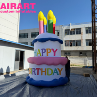 Gâteau gonflable décoratif double couche, article de décoration pour fête d'anniversaire, gâteau d'anniversaire gonflable