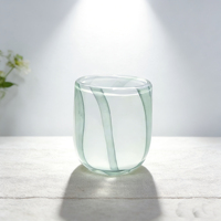 Meilleures ventes : Verres à vin sans pied en verre bleu à motif ondulé, Gobelets, Pot à bougie en verre rond en forme d'œuf à motif léopard