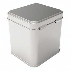 Caja de Hojalata Cuadrada Kontensan de 500 ml para Té, Café y Bebidas Calientes, 75 x 75 x 102 mm, 0.5 L, con Tapa Abatible, Modelo L502 - Product Image 2