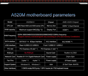 Jginyue Am4 Moederbord M-ATX A520M-H Ondersteunt Amd Cpu Processors Ddr4 Dual Channel <span class=keywords><strong>Memory</strong></span> Ram - Product Image 3