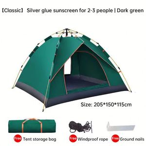 Tente de camping familiale instantanée, automatique, imperméable, facile à installer, pour 3-4 personnes, tente de plein air - Product Image 2