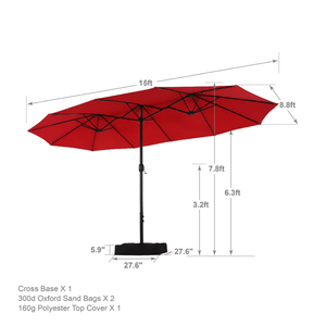 4.6M jumeau manivelle <span class=keywords><strong>parasol</strong></span> <span class=keywords><strong>de</strong></span> plage étanche jardin extérieur patio marché grande tête <span class=keywords><strong>parasol</strong></span> avec 3m <span class=keywords><strong>de</strong></span> rayons pour hôtels - Product Image 6