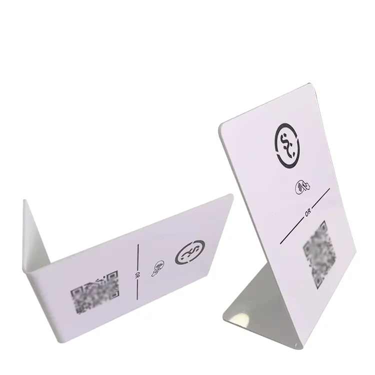 NFC מותאם אישית 213/215/216 עם קוד QR תצוגת עמדת מסעדה כרטיס סקירה של גוגל כרטיס מעמד NFC