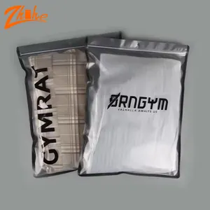 Zhihe Custom Black Clothes T-Shirt Resealable Frosted Zip Packing Bags Plastic Apparel Packaging Ziplock Bag For Clothing