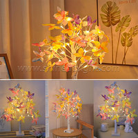 Lampu meja pohon Led bunga kupu-kupu, lampu meja menyala pohon Usb dekorasi Natal ornamen bunga Bonsai dalam ruangan