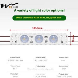 Điện áp cao 110V/<span class=keywords><strong>220V</strong></span> RGB <span class=keywords><strong>LED</strong></span> tiêm mô-đun 3 Wát điện IP65 quảng cáo không thấm nước sáng màu xanh lá cây màu xanh cung cấp miễn phí - Product Image 3