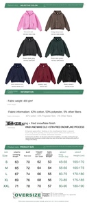 Fabricants de vêtements, sweat-shirt à fermeture éclair sur mesure, 400 g, surdimensionné, style <span class=keywords><strong>City</strong></span> Boy, manches longues, épaissi, lavé, vintage, coupe ample - Product Image 3