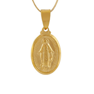 Colgante de la Virgen María Chapado en Oro de 18k, Joyería Cristiana, Medalla con Cruz, Collar con Colgante y Servicio de Grabado Gratuito - Product Image 5