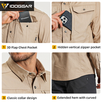 Chemise tactique IDOGEAR IS6 à manches longues, boutonnée, respirante, pour le travail, la randonnée et les voyages