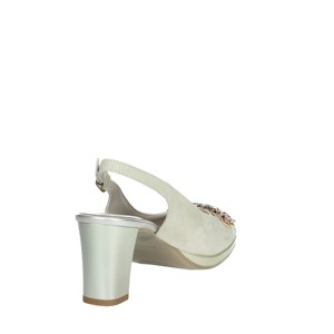 Sandali da donna Beige con cinturino alla caviglia con tacco stringato MM275042 alla moda quadrato e punta per uso estivo all'aperto - Product Image 3