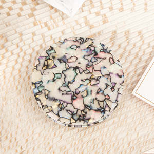 Retro Tortoise Shell Cellulose Acetate <b>Compact</b> <b>Mirror</b> Round Dual Sided HD Glass Folding Pocket Makeup <b>Mirror</b> Wholesale Custom - Product Image 1