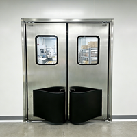 Porte battante double en acier inoxydable pour cuisine professionnelle, résistante à la chaleur, pour zones de cuisson à température élevée