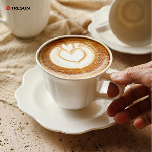 Juego de Taza y Platillo de Cerámica para Café, Multi-Capacidad, Apto para Microondas, Resistente a Altas Temperaturas, para Cafetería o Restaurante - Product Image 1
