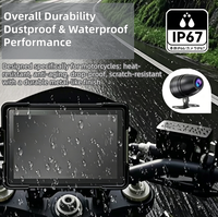 Dashcam Motor 5 Inci 4K Nirkabel Apple Carplay Android Auto IP66 Tahan Air Layar IPS Monitor Multimedia Dual BT
