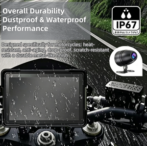Caméra embarquée pour moto 5 pouces 4k sans fil Apple Carplay Android Auto IP66 Étanche Écran IPS Moniteur multimédia Double BT - Product Image 6