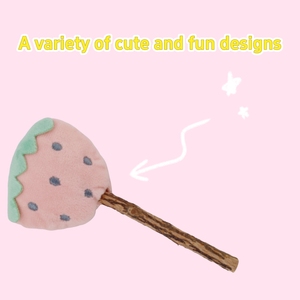 Commercio all'ingrosso di moda moderna Mutianliao bastoncini per la dentizione auto-divertenti giocattoli per gatti interattivi animali in peluche stile fragola legno - Product Image 3