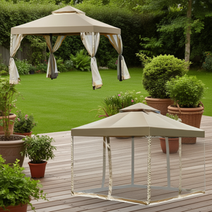 Gazebo in Alluminio da Esterno 3x3 Metri, Design Tradizionale Beige, Pergola Senza Viti - Product Image 3