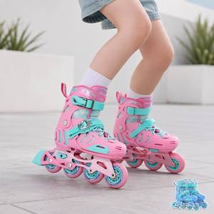 Patins à roulettes en ligne pour enfants, roues de 66 mm et 68 mm, ABEC-7, longueur réglable, dessus en microfibre, 2 couleurs, unisexe - Product Image 3