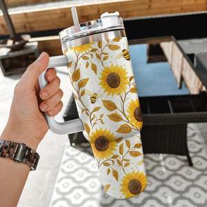 <span class=keywords><strong>Nombre</strong></span> personalizado 40oz de acero inoxidable vaso de girasol taza de café de viaje <span class=keywords><strong>con</strong></span> tapa botella de agua <span class=keywords><strong>con</strong></span> pajita <span class=keywords><strong>con</strong></span> diseño sin costuras para regalos - Product Image 4