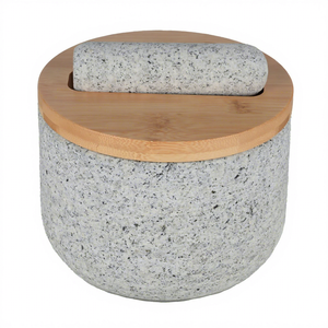 Venta caliente herramientas <span class=keywords><strong>de</strong></span> cocina gran pesado Molcajete Bowl granito mortero y Maja con tapa <span class=keywords><strong>de</strong></span> madera - Product Image 1