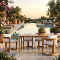Meubles de jardin, table et chaises de jardin pour villa, ensemble de salle à manger extérieure en teck de luxe, table extérieure pour hôtel, ensemble de salle à manger extérieure pour hôtel