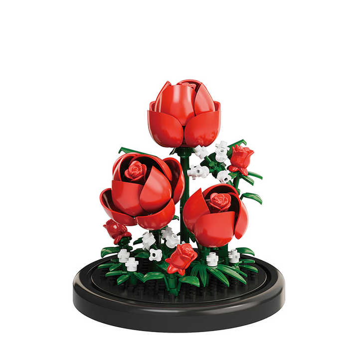 MOC Premium Building Blocks Kit Rose Vase Valentines Day Gift
