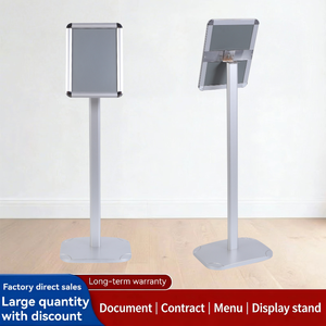 Expositor de Suelo A4 o A3 Fijo de 103 cm de Altura con Marco de Aluminio Plateado y Base de Acero para Uso en Interiores - Product Image 3