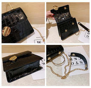 Sacs à main pour femmes en cuir d'alligator de marque, sacs à bandoulière avec chaîne métallique, sacs à main à bandoulière - Product Image 3