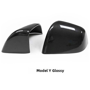 Guscio per specchietto retrovisore in fibra di carbonio a secco e adesivo per copertura specchietto retrovisore, adatti per Tesla Model Y, stile adesivo, molto venduti - Product Image 1