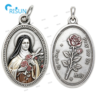 Collier pendentif religieux catholique Sainte Thérèse de Lisieux, médaillon personnalisé Sainte Thérèse, médaille sacrée