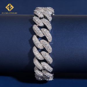 Custom Made Personalized 16MM Fire Hip Hop Luxury 925 Sterling Silver Iced Out Jewelry Moissanite Diamond Miami Link Bracelet - Product Image 1