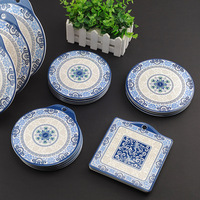 Nouveau Set de Table/Support de Pot en Mélamine Style Porcelaine Bleue et Blanche Classique Chinoise, Isolation Thermique, Vente en Gros