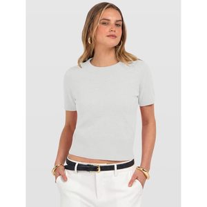 FOXA Pull court à manches courtes pour femme, col rond, léger, décontracté, respirant, en tricot - Product Image 5