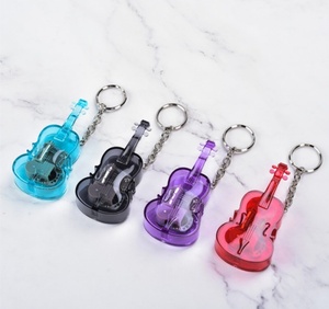 Llavero de acrílico transparente al por mayor con diseño de caja de música, instrumento musical, bonito regalo para niños, accesorio musical - Product Image 2