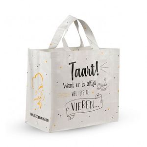 Custom Pp Woven <b>Fold</b> <b>up</b> Logo Tote Button Flap Closure Super Strong With Reinforced Handles Grocery Advertisement <b>Bag</b> - Product Image 3