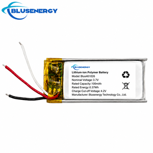 Batería de Polímero de Iones de Litio Blusenergy 3.7V 100mAh Blus461026 para Electrónica de Consumo - Product Image 1