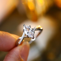 New Design Plata 925 Silver Jewelry Customized 18k Glod Plated Moissanite Diamond Zircon Engagement Rings for Women