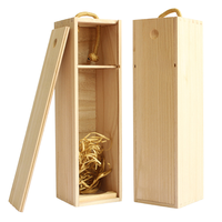 Boîte à vin en bois poli pour bouteille unique avec poignée en corde, écologique et légère, idéale pour offrir en cadeau de Noël