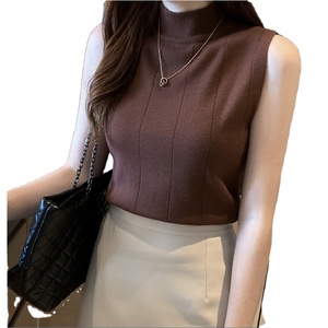 Tops de verano para mujer, ropa informal sin mangas, blusa lisa de punto elástica, moda para mujer - Product Image 5