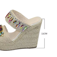 Sandalias de Plataforma con Tiras de Cristal para Mujer, Moda 2026, Tacones Altos, Sandalias de Verano Transpirables, Zapatos Femeninos