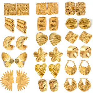 Hot Selling Vintage Geometrische Oorbellen Waterdicht 18K Rvs Vrouwen Oorbellen Statement Stud Groothandel Bulk Oorbellen