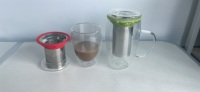 Mug à thé en verre borosilicate à double paroi de luxe fait à la main de 12 oz, ensemble thé et café de 12 oz avec infuseur à thé en acier inoxydable