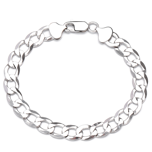 Italian Miami Cuban Link Curb Bracelet 925 Sterling Silver 3-5-8MM Chunky Flat Textured Polished Luxury Unisex Hip Hop Jewelry