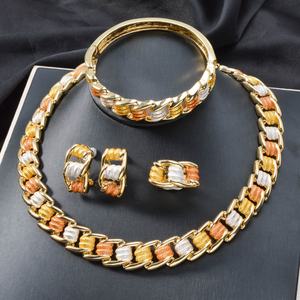 Fashion Dubai Luxury Classic Bridal 14K Gold Plated Zircon Jewelry <b>Set</b> <b>Bracelet</b> <b>Necklace</b> Ring Earrings for Wedding Anniversary - Product Image 1