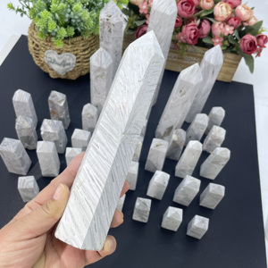 Torre di agata messicana per la guarigione del punto di tetraedro naturale pietra Reiki bianco agata messicana - Product Image 3