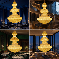 Lustres modernes en or à LED de luxe pour hôtel, grands lustres en cristal K9, luminaire suspendu islamique pour banquet et hôtel