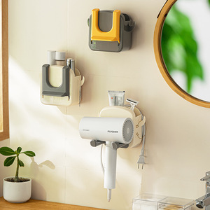 Wall Mounted Hair Dryer Holder Storage Rack Elegant White Corner Mount Durable Bathroom Shelves - Product Image 2