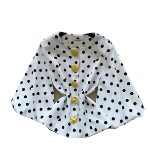 Nouvelles chemises vintage à pois pour femmes 2026, chemisiers amples élégants à manches bouffantes avec boutons métalliques pour l'automne - Product Image 5