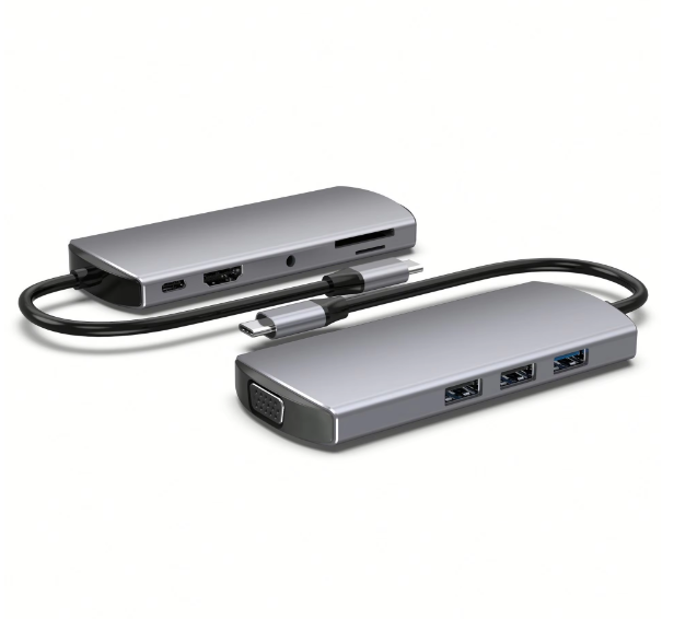 LKL USB C Hub  Adapter for Monitor, OEM 9 in 1 USB Type C Laptop Docking Station with 4K , SD/TF Card Reader